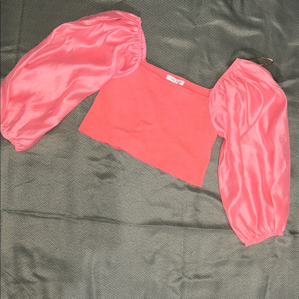 Chic Coral Puff Sleeve Blouse
